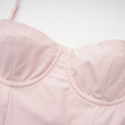 Soleil pembe pileli korse midi elbise