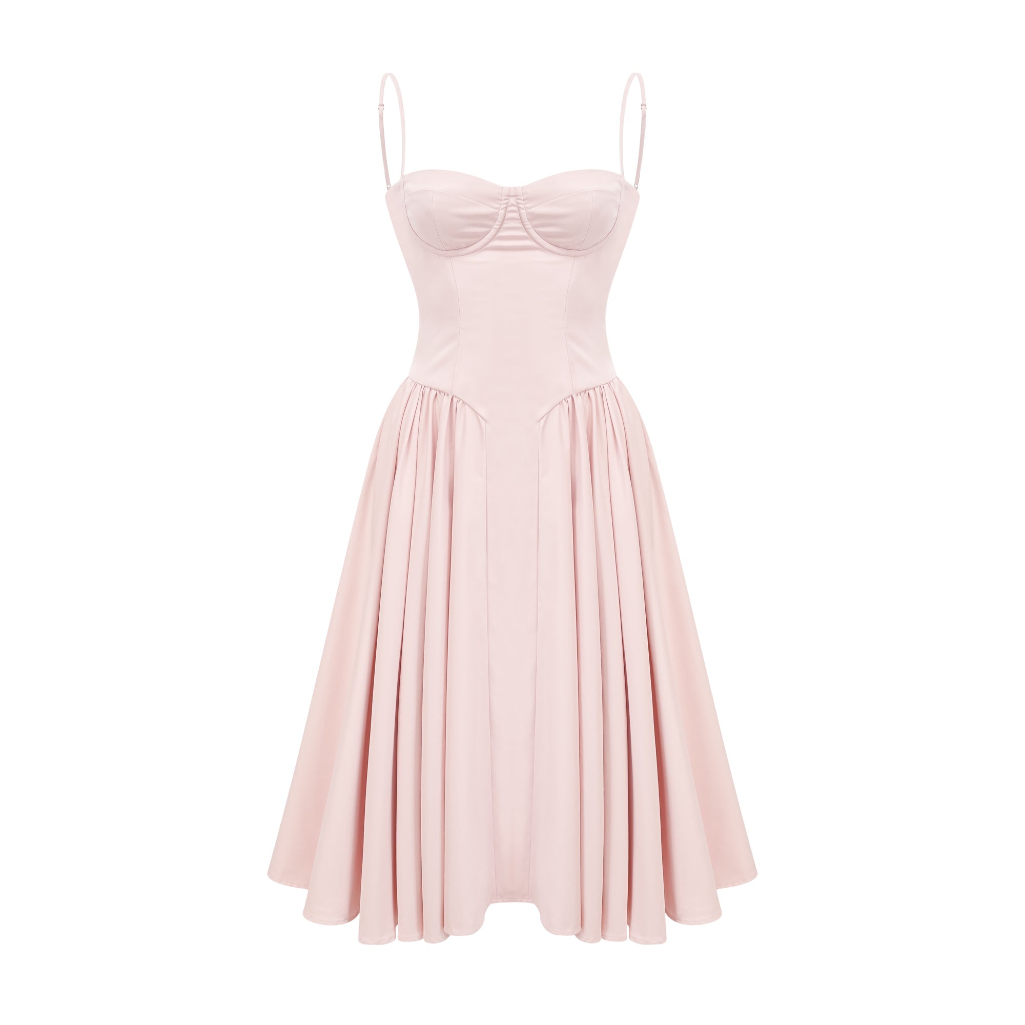 Soleil pembe pileli korse midi elbise
