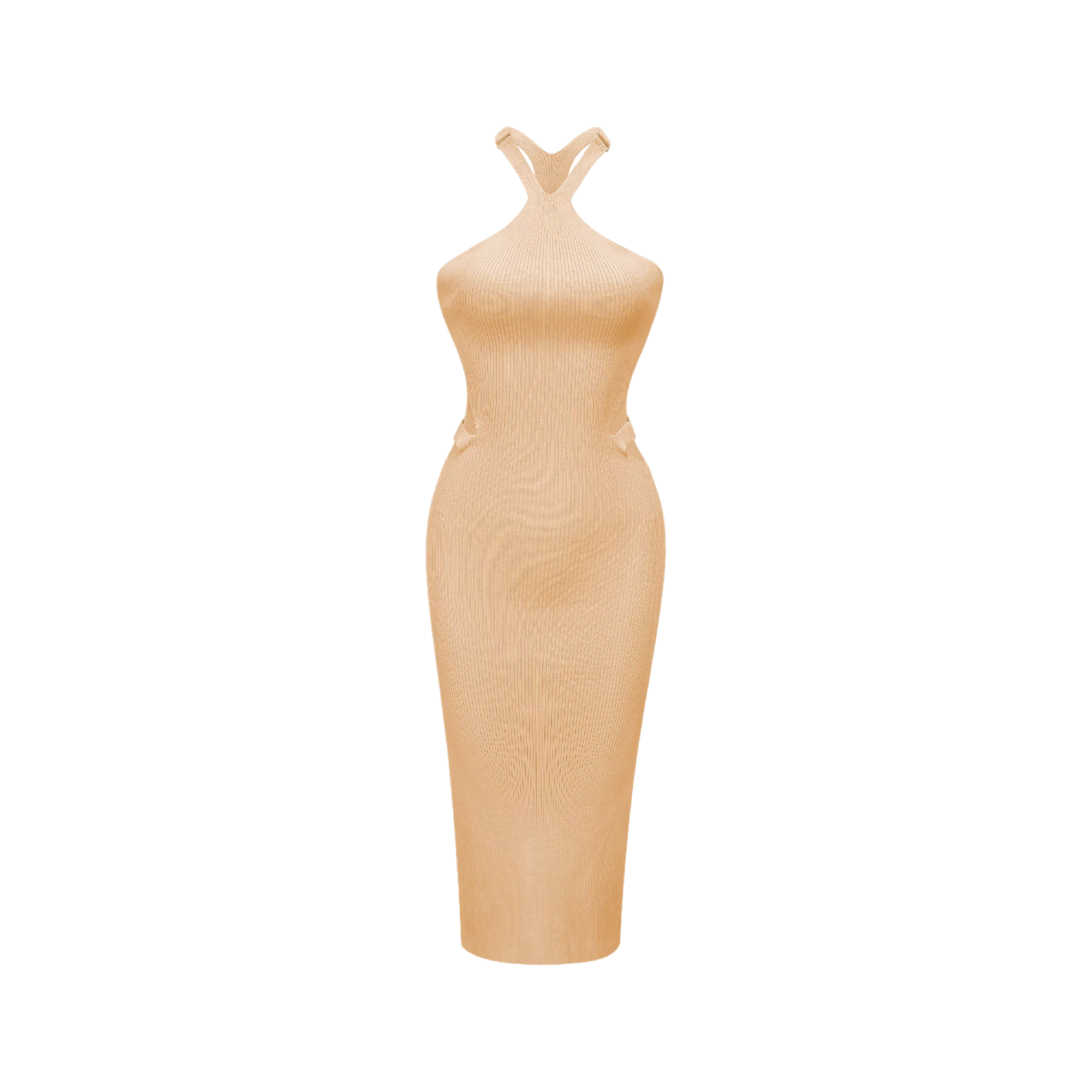 Margeaux halter yakalı kesik midi elbise