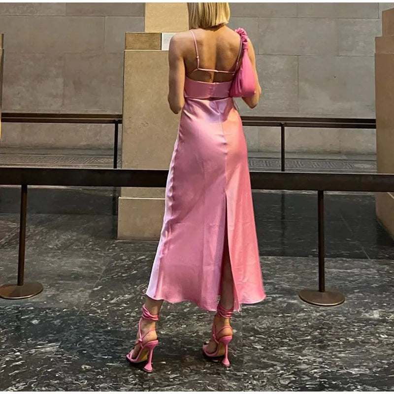 Petite Yapraklı Ayrık Slip Elbise
